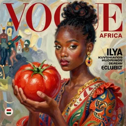 vogue africa kenya nigeria women's fashion beauty celebrity magazine, tomato tomato tomato, ilya kuvshinov, digital art illustration, john singer sargent, impressionist oil painting, trending on artstation, intricate