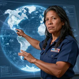 epic portrait of slightly muscular indigenous visionary sheila watt cloutier wearing short sleeved instructor uniform laser pointing on globe blueprint, iceberg detailed, artstation, concept art, donato giancola, joseph christian leyendecker, wlop, boris vallejo, breathtaking, 8 k resolution, extremely detailed beautiful, establishing shot, artistic hyperrealistic, beautiful face, enhanced hands, octane render