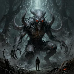 cthulhu, by hp lovecraft, otherworldly, by greg rutkowski, by zdzisław beksinski, thalassophobia, very detailed, by francois launet, by andree wallin