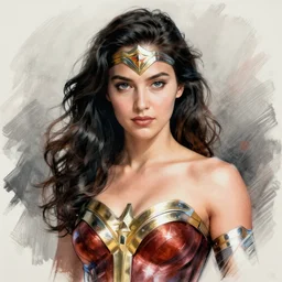 Japanese Wonder Woman, detailed sketch