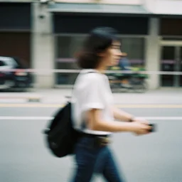 portra 800 street photography, the subject is blurry because it's in motion, film portra photography
