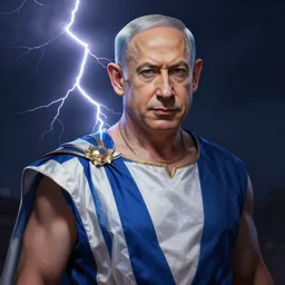 benjamin netanyahu as the greek god of lightning, highly detailed, by artgerm and greg rutkowski