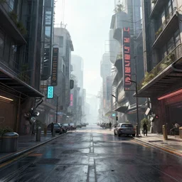3 d render low cyberpunk futuristic street digital art sketch