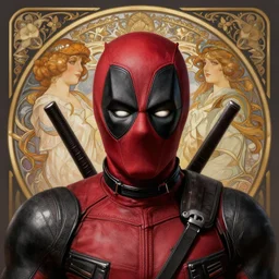 portrait of deadpool, intricate, elegant, highly detailed, my rendition, digital painting, artstation, concept art, smooth, sharp focus, illustration, art by artgerm and greg rutkowski and alphonse mucha and uang guangjian and gil elvgren and sachin teng, symmetry!!