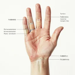 medical reference, anatomical illustration of a hand : : anatomy study of hand