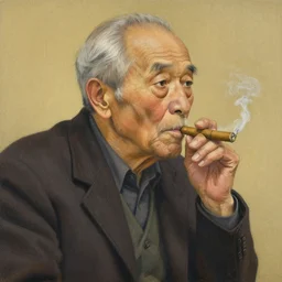 old man and his cigar , Artwork by Akihiko Yoshida