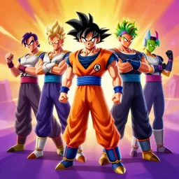 dragonball characters in the style of fortnite