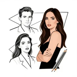 megan fox sketch by arunas kacinskas and mallory heyer and andy warhol, geometrical shapes and lines, pencils, minimalistic, procreate, digital illustration, vector illustration, doodle, applepencil, newstyle