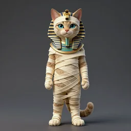 a full body character portrait of humanoid anthropomorphic cat dressed like a egyptian mummy trending on artstation deviantart pinterest furaffinity detailed realistic hd 8 k high resolution
