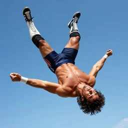 Macho Man Randy Savage falling from the sky. Extreme wide angle!! very low perspective! High Quality, 4k
