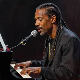 Stevie Wonder with braids, singing on the piano, digital painting, artstation, concept art, Craig Mullins, Breathtaking, 8k resolution, extremely detailed, beautiful, establishing shot, artistic, hyperrealistic, octane render, cinematic lighting, dramatic lighting, masterpiece, light brazen, extremely detailed and beautiful face