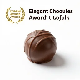 elegant chocolate truffle, commercial catalog photo, isolated on a pure white background, centered, entire object in frame, sharp focus, soft studio lighting