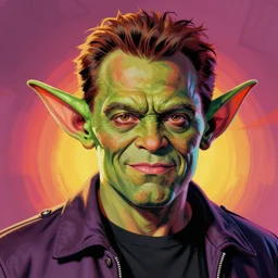 portrait of arnold shwarzenegger as evil gremlin by vincent di fate, artgrem, jason edmiston, vivid colors, retro, comic book