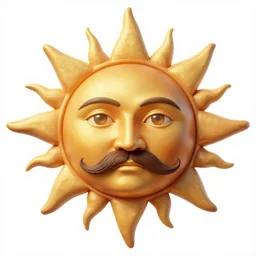 futuristic portrait of the sun with mustache, transparent png