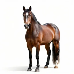 colorful horse, photorealistic wildlife photography, full body, isolated on a pure white background, centered, entire subject in frame, sharp focus, soft studio lighting