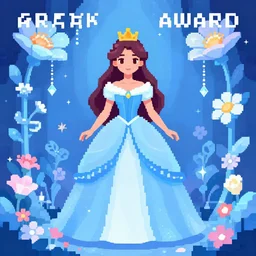 princess of the ice flower garden. heavily stylized pixel art by award - winning pixel artist, ( ( watercolor ) ), cinematic lighting, 6 4 bit, minimalism.