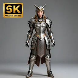 full body photo of a beautiful cute strong warrior queen wearing metal owl armour, highly detailed, 8 k, hdr, smooth, sharp focus, high resolution, award - winning photo