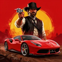 red dead redemption 2 splash art, ferrari