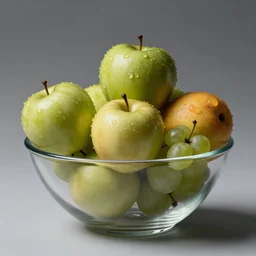 alien fruit in clear glass bowl, giuseppe arcimboldo,