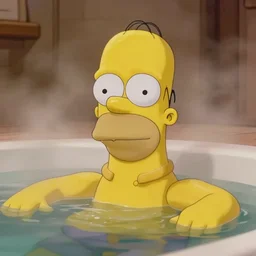 photographic portrait by Annie Leibovitz of homer simpson in a hot tub, closeup, foggy, sepia, moody, dream-like, sigma 85mm f/1.4, 15mm, 35mm, 4k, high resolution, 4k, 8k, hd, full color