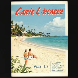a 1950s vacation pamphlet about a Caribbean beach,