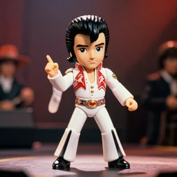 elvis presley! as nendoroid! on stage, 8 k hd dof, kodak film,