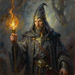 an oil painting of the wet wizard, high fantasy, in the style of johannes voss