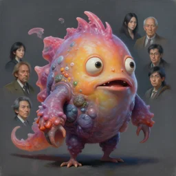 concept art of a blobfish, highly detailed painting by dustin nguyen, akihiko yoshida, greg tocchini, greg rutkowski, cliff chiang, 4 k resolution, trending on artstation, 8 k