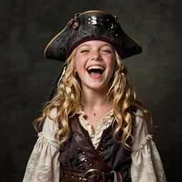 laughing, singing, beautiful, intelligent, blonde female pirate captain 2 8 years old, 1 9 3 0 s haircut, fully clothed, wise, beautiful, 1 7 3 0 s oil painting, dramatic lighting, sharp focus