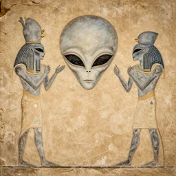 Gray Alien drawings on ancient Egypt wall