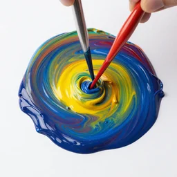 colored paint stirred together