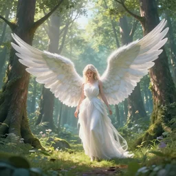 dreamy scenery of angel forest, 4 d digital art, amazingly beautiful detailed