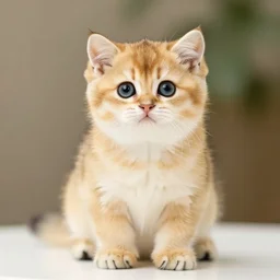a medium shot photograph of a cute solid golden kitten, 4 k, ultra hd