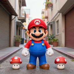 super mario as a drug dealer selling mushrooms in the alleys of los angeles, super mario in real life, red hat, blue overalls, canon eos r 3, f / 1. 4, iso 2 0 0, 1 / 1 6 0 s, 8 k, raw, unedited, symmetrical balance, wide angle