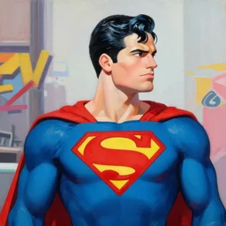 greg manchess portrait painting of armoed superman as overwatch character, medium shot, asymmetrical, profile picture, organic painting, sunny day, matte painting, bold shapes, hard edges, street art, trending on artstation, by huang guangjian and gil elvgren and sachin teng