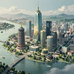 hangzhou city, artstation, digital art, 4k, by Kawase Hasui, high detail, concept art, fantasy