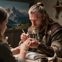 a viking decides to become a manicure expert and treats customers