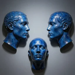 3 d human heads on a wall sing soul music to each other, pearlescent blue, octane smooth masterpiece, highly detailed dino valls wayne barlowe machiej kuciara, dramatic lighting, medium shot, low angle, uhd 8 k, sharp focus