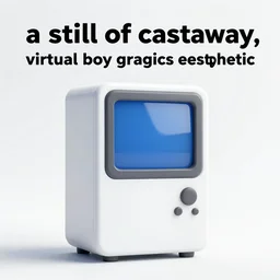 “ a still of castaway, virtual boy graphics aesthetic ”