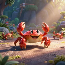 Crabs dancing in the Mario Kart scenario