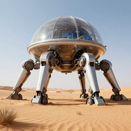 arcology terrarium dome with massive robot legs, trundling across the desert dunes. unreal engine, octane, raytrace. rtx 3 8 4 0 x 2 1 6 0