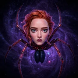 cosmic lovecraft giger fractal spider portrait of emma stone, pixar style, by tristan eaton stanley artgerm and tom bagshaw.