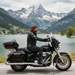 Napoleon crossing the alps on a Harley Davidson