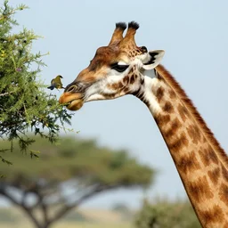 bird feeding a girrafe, national geographic, high quality, detailed