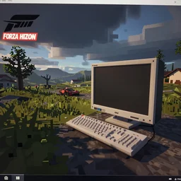 screenshot of forza horizon for ibm / pc compatibles, low poly, bad graphics, low resolution