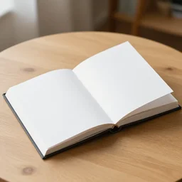 photo album opened on a table