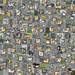 run cycle of a cat, sprite sheet, 1 6 x 1 6