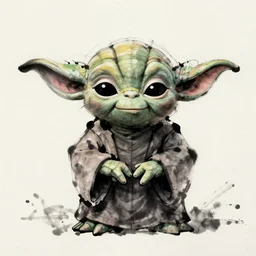 a portrait of yoda as japanese ink calligraphy. brush strokes. harsh ink lines. color harmony, 8 k detail, gallery quality, hd wallpaper, premium prints available, hyper - detailed, intricate design.