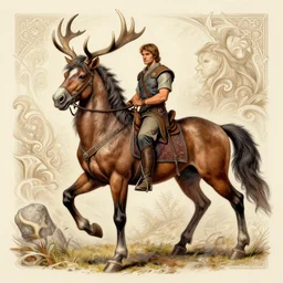 Full body shot of a male dnd centaur, intricate drawing, by Clyde Caldwell, artstation, hyper detailed, vibrant colors, cinematic