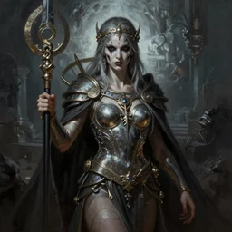War Priestess, Glorious, battleworn, painting, scary
